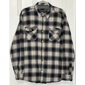 Grizzly Mountain Shacket Mens XL Black Plaid Flannel Thermal Lined Snap Outdoor